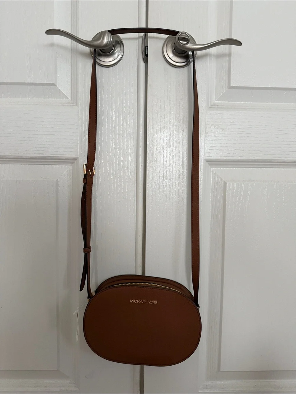 Michael Kors Tan Leather Oval Crossbody Bag